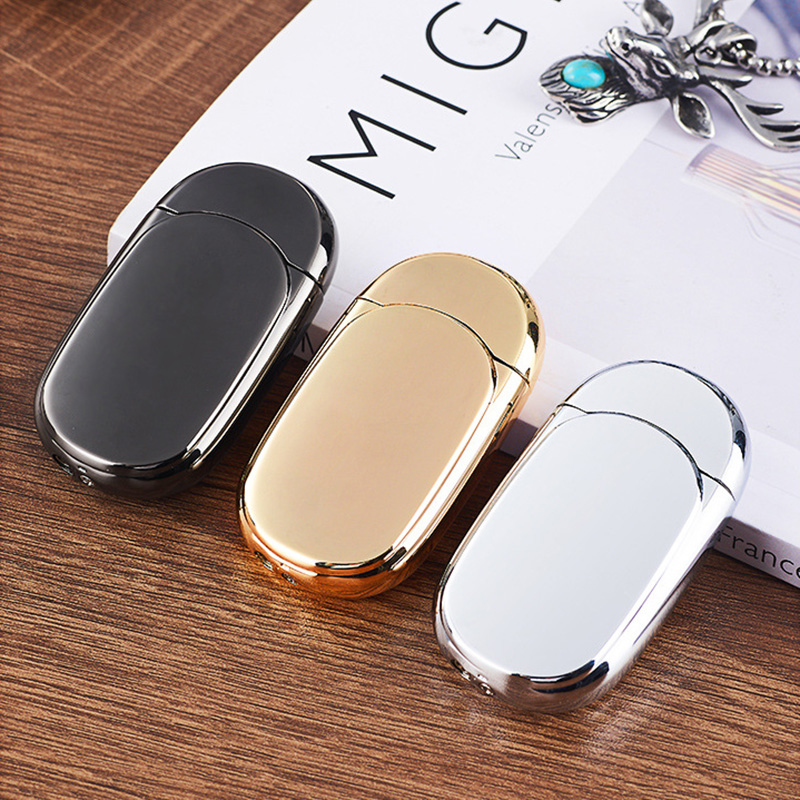 Bật Lửa Khè Hình Bầu Tròn Kim Loại Bóng Trơn - Xài Gas (giao màu ngẫu nhiên)