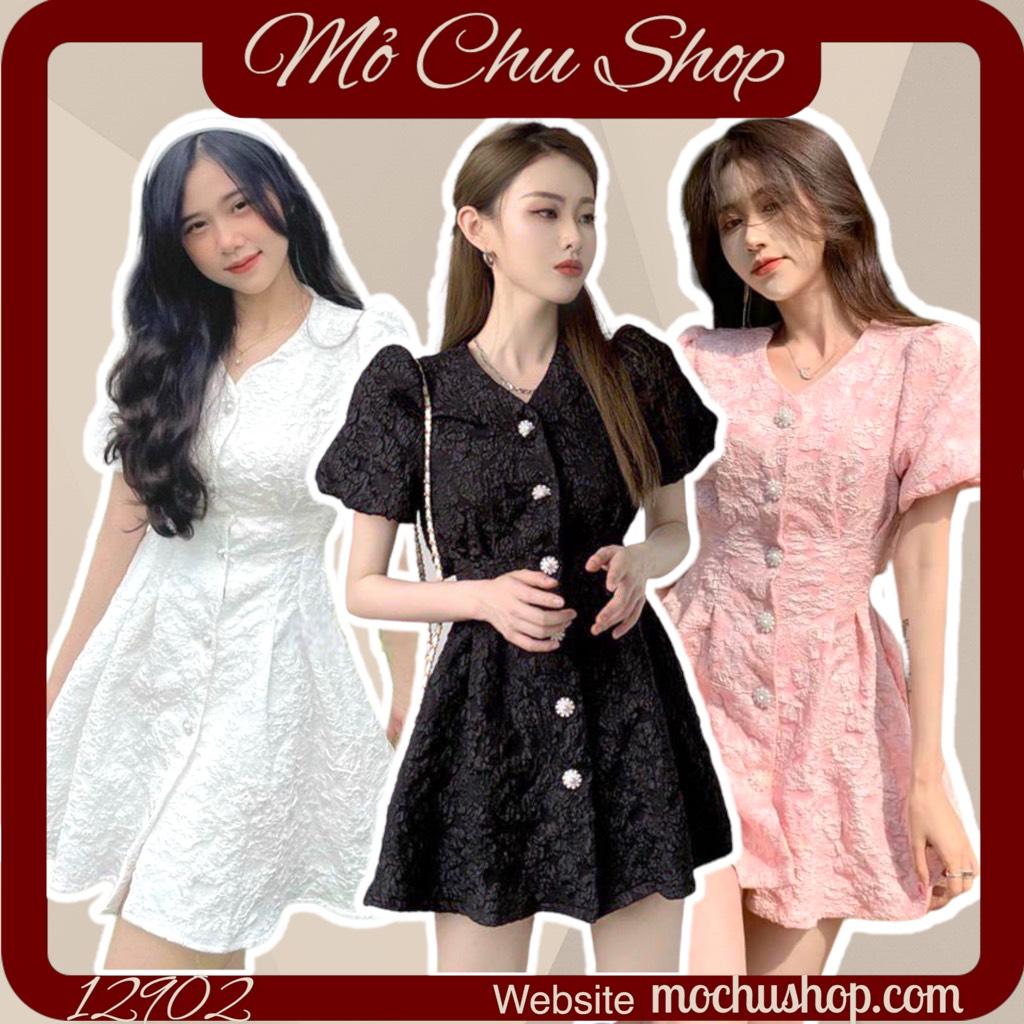ĐẦM XÒE GẤM HỞ LƯNG PHỐI NÚT 12894