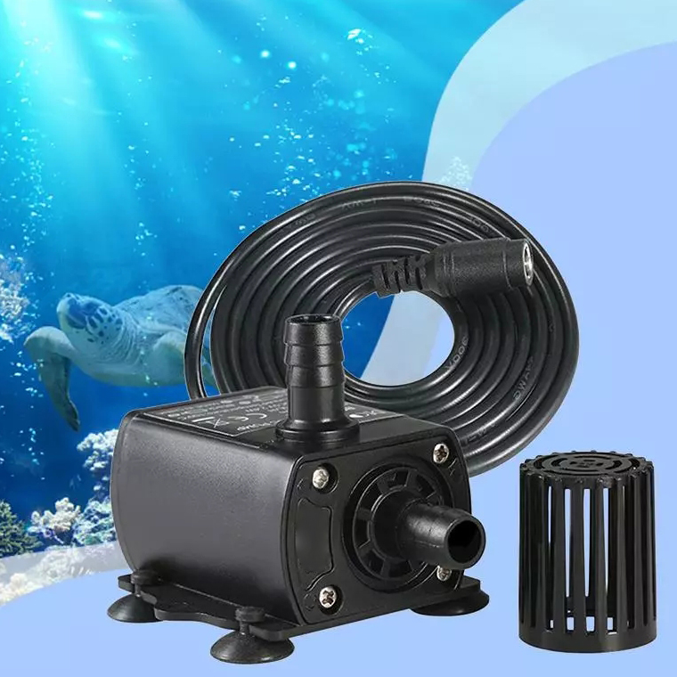 Bơm Bể Cá Mini Chìm 400L/h Không Chổi Than, Siêu Êm, Có Điều Chỉnh 4 Tốc Độ Bơm, Mức Nâng Nước 4m (12V/6W DC) Cho Hồ Bể Cá Cảnh/ Hồ Thủy Sinh/ Thủy Canh (Không Kèm Adaper DC) Mai Lee