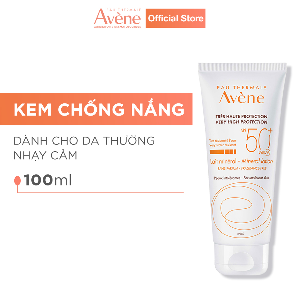 Kem chống nắng vật lý cho da thường nhạy cảm AVÈNE VERY HIGH PROTECTION MINERAL LOTION SPF 50+ 100ml