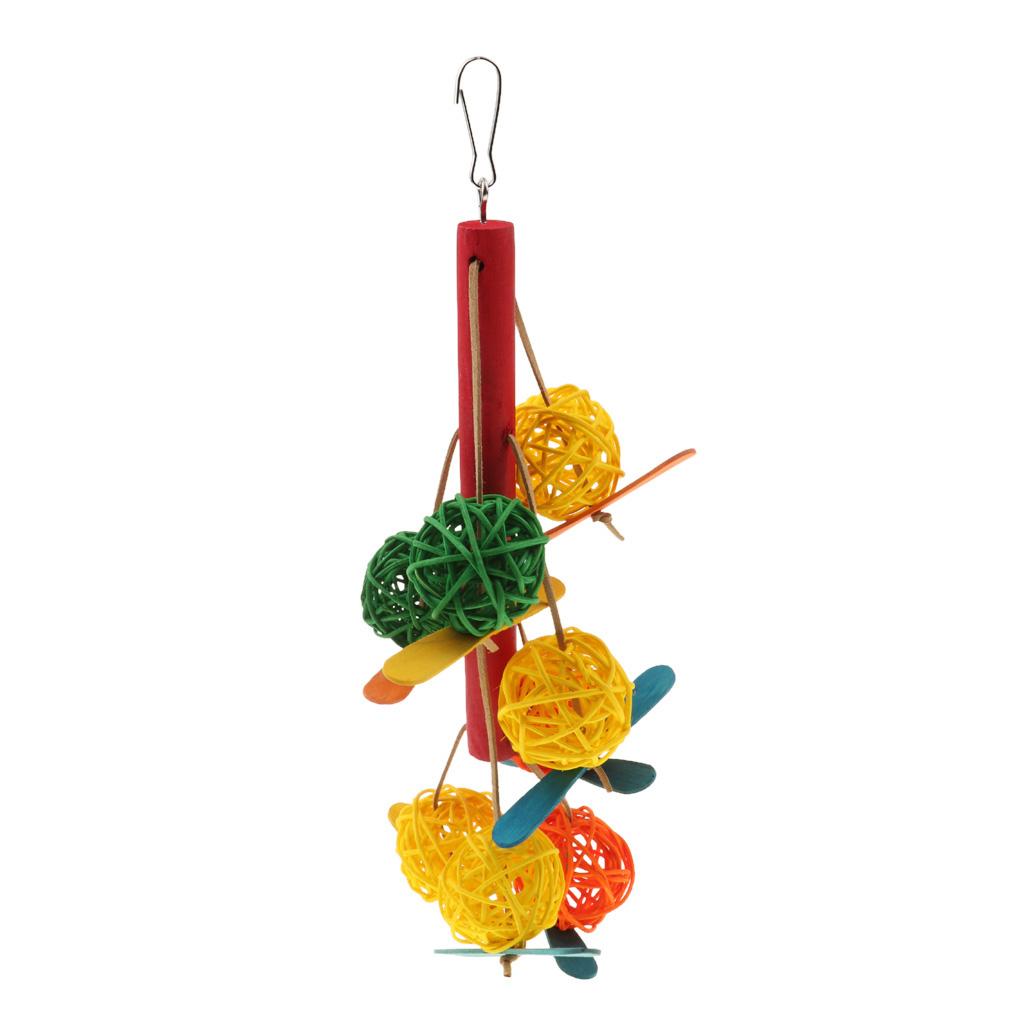 Pet Bird Cage Swing Bite Pulling Toy Parrot Rattan Ball Toys Parakeet Cockatiel