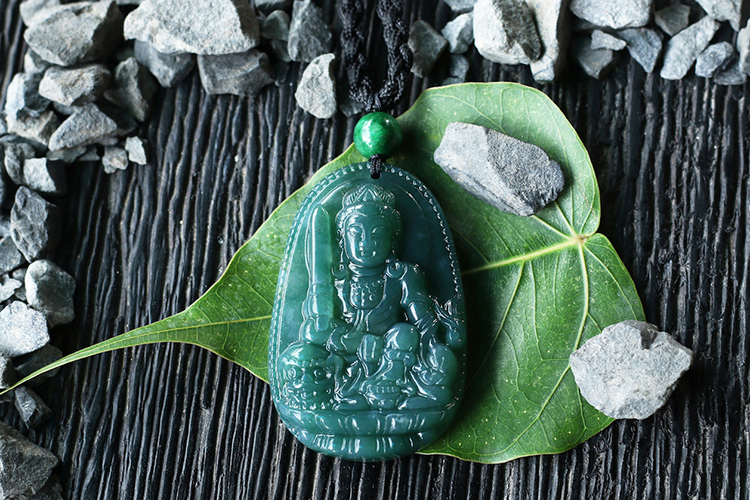 Mặt Dây Chuyền Văn Thù Bồ Tát Chalcedony Ngọc Quý Gemstones GA76