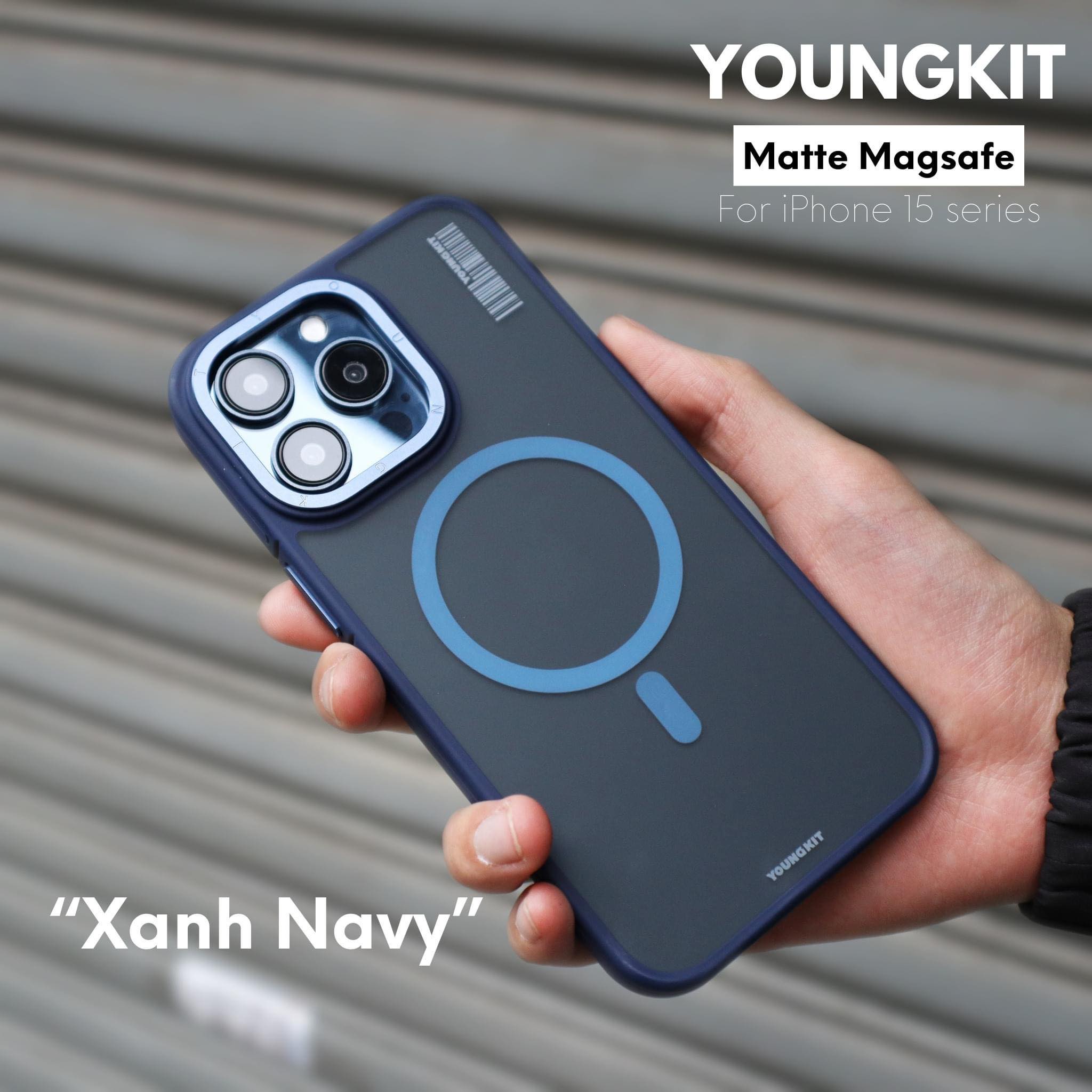 Ốp lưng cho iPhone 15 Pro Max Youngkit Rock Sand Skin Fell with Maqsafe hàng cao cấp - hàng chính hãng