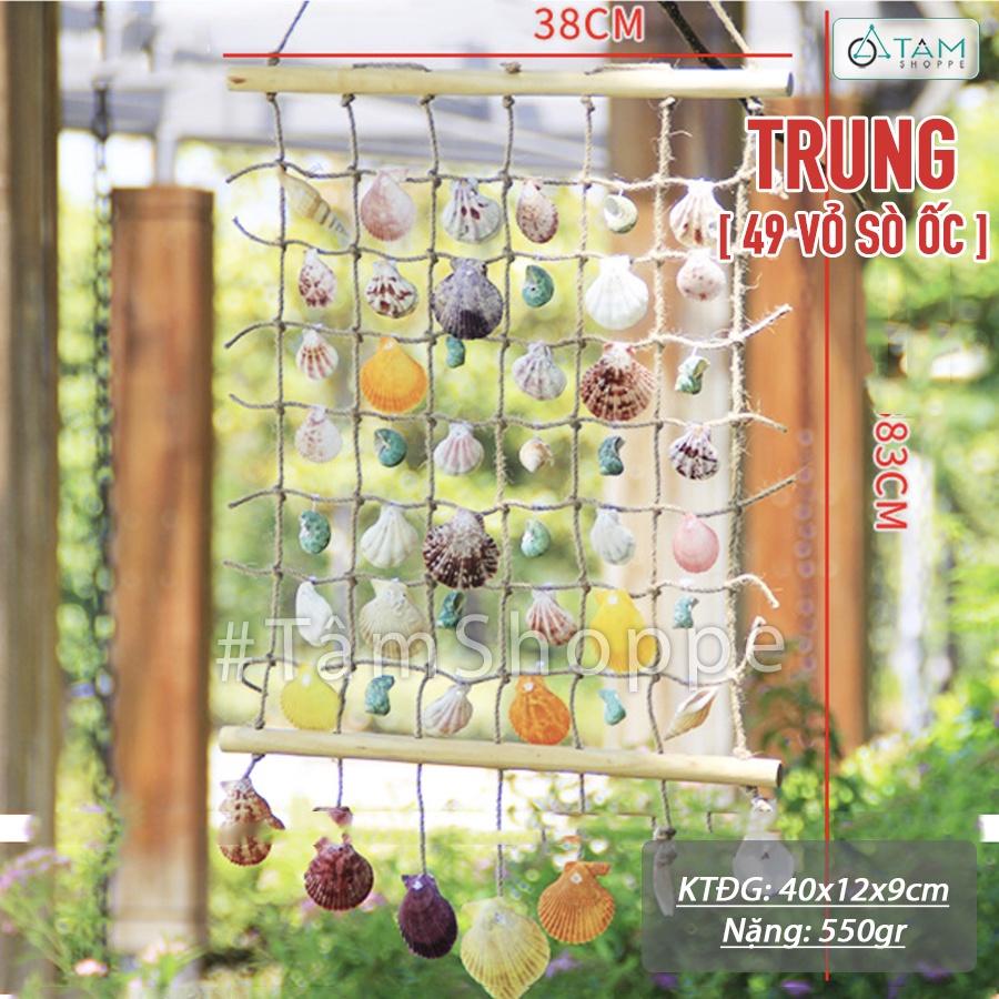 Mành lưới bắt cá trang trí sẵn sò ốc phong cách biển LUOICA-03