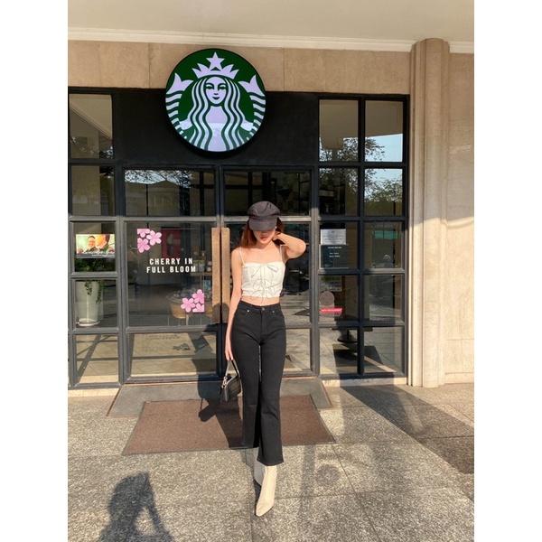 Quần Jean nữ ống loe cotton mềm co dãn