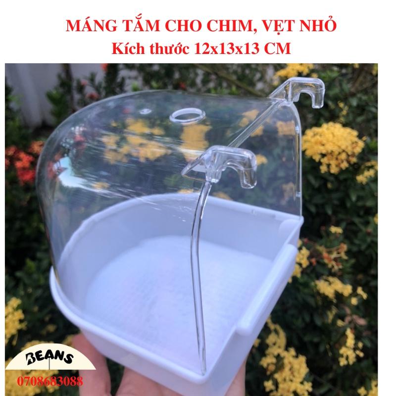 Máng tắm ngoài có móc nhựa cho chim yến, finch và dòng vẹt size nhỏ có lỗ để châm nước