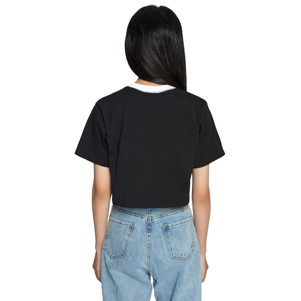 5THEWAY /teddy bear/ CROP TEE in BLACK aka Áo Croptop Đen Tay Ngắn