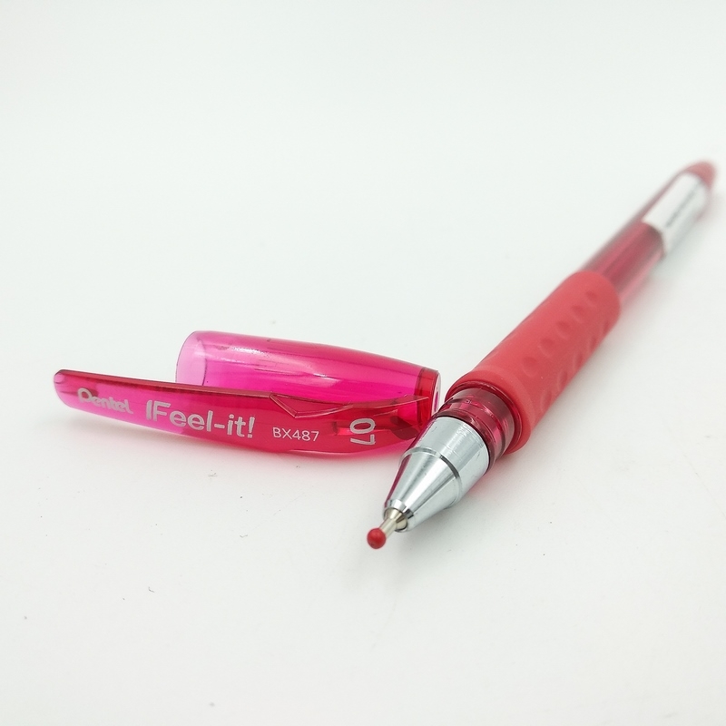 Bộ 2 Bút Bi Nắp Đậy Pentel 0.7 BX487 - Màu Đỏ