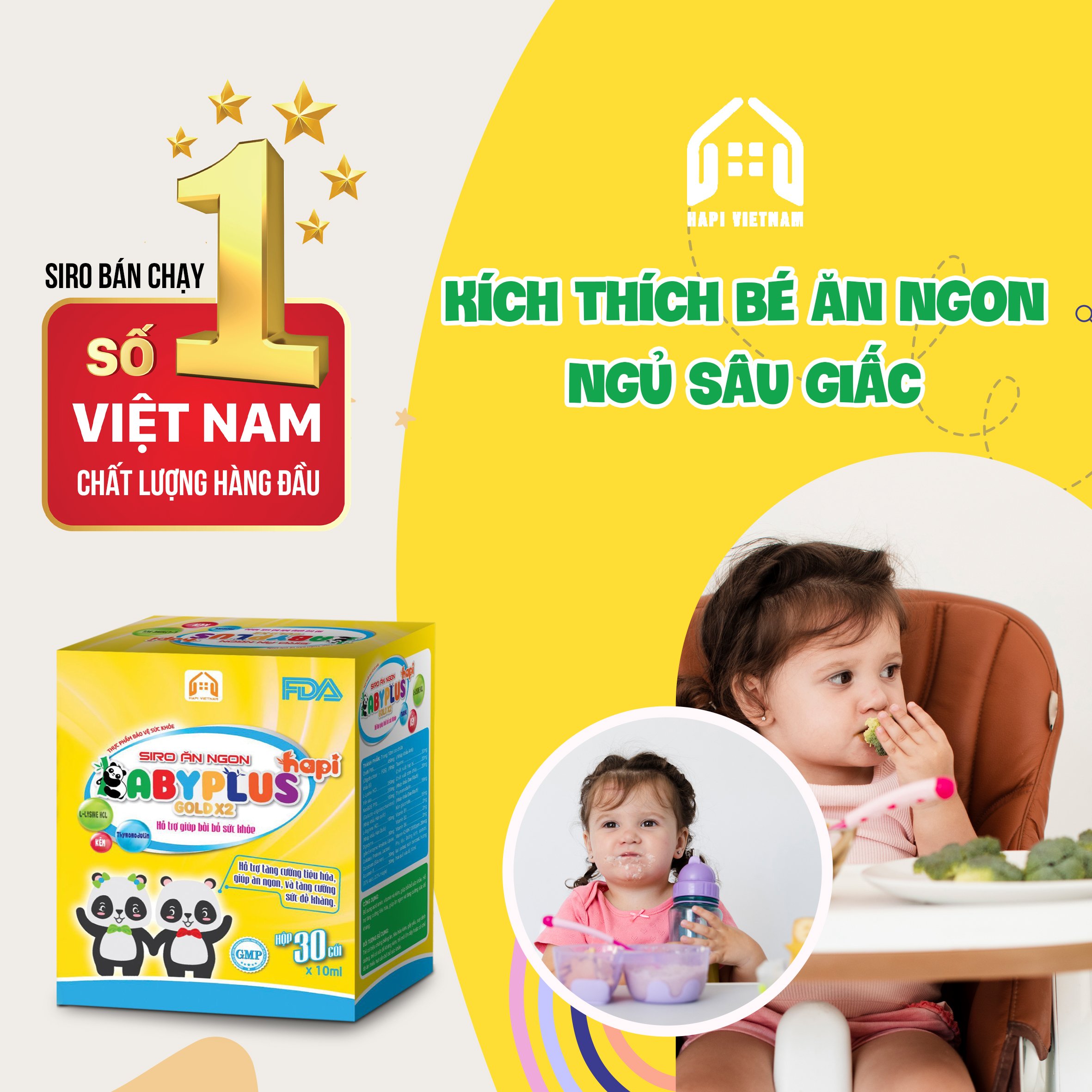 Siro Ăn Ngon BABYPLUS Hapi Cho trẻ biếng ăn, tăng cân tự nhiên