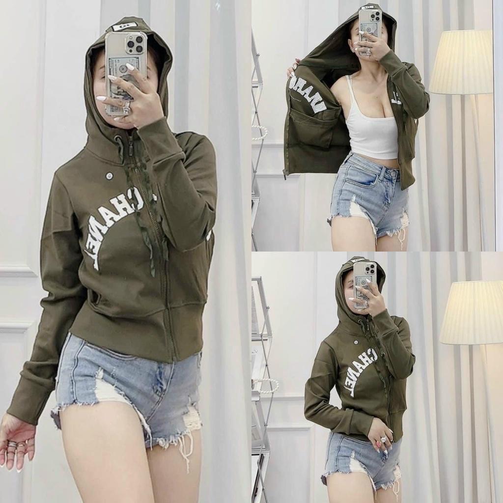 Áo khoác nữ khoát chống nắng form rộng có mũ dày đẹp bigsize thun lạnh siêu mát cá tính dây kéo giá rẻ nhất ESHOP AK01