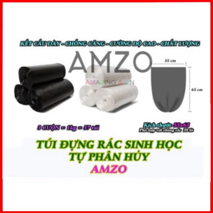 3 cuộn (1kg) túi đựng rác đen, bao rác tự phân hủy sinh học AMZO