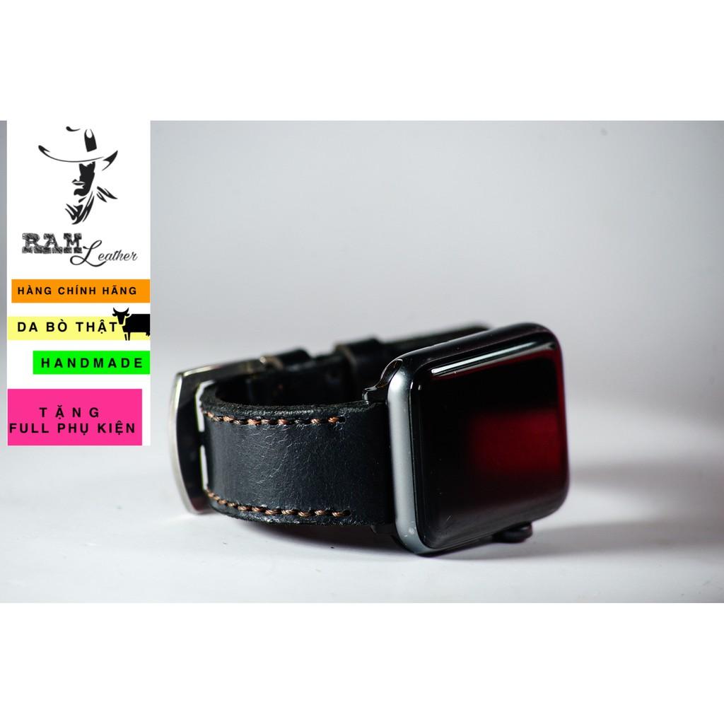 Dây đồng hồ RAM Leather cho apple watch da bò đen - RAM classic black