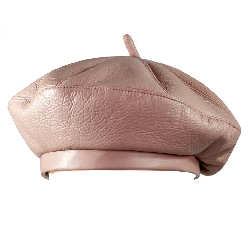 Năm 2020 Thời Trang Nữ Da PU Hình Bát Giác Mũ Newsboy Nắp Vintage Bonnet Beret Phong Cách Retro Nón Da Da Bò