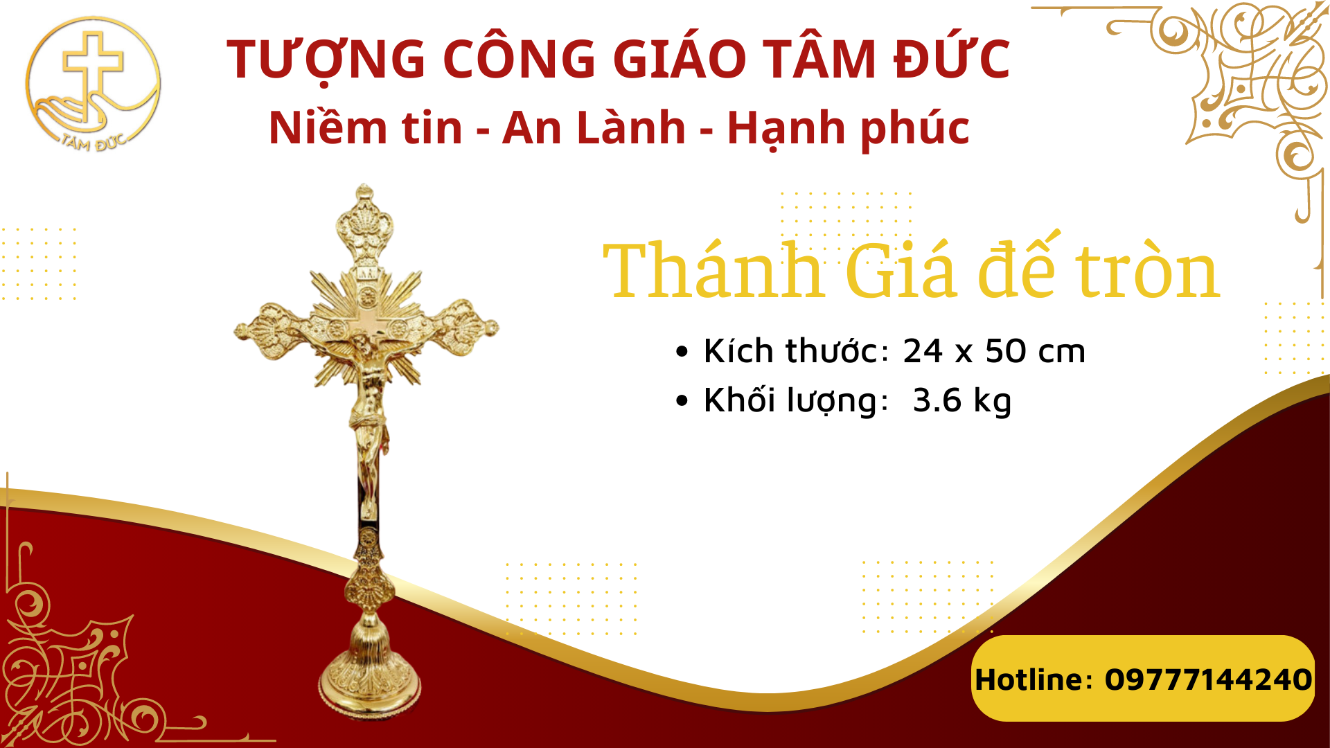 Thánh Giá đế tròn - Sản phẩm Công Giáo Tâm Đức