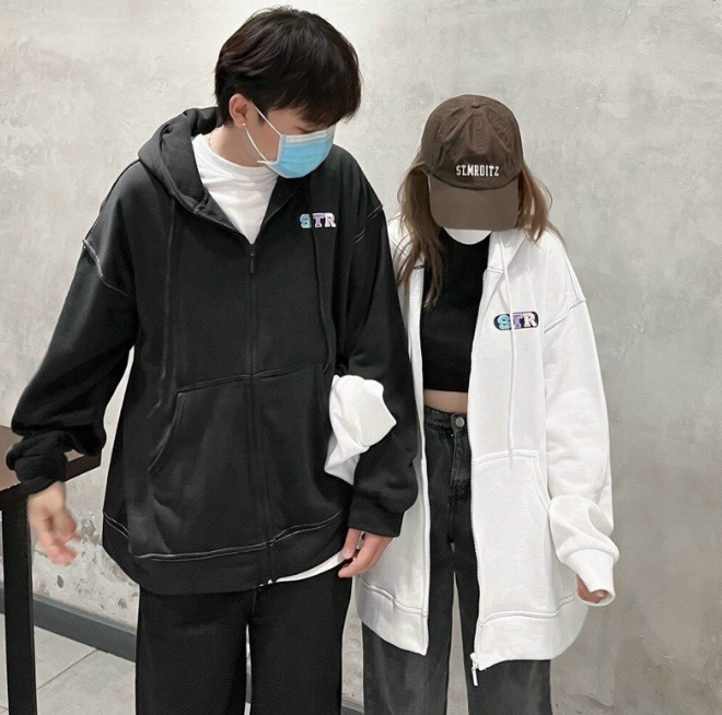 Áo Khoác Hoodie Nỉ Bông Zip STR Form Rộng Uniex Nam Nữ Ulzzang, Áo Khoác hoodie nỉ Nam Nữ, Áo Hoodie full zipper Form Rộng 3 màu thêu chữ STR dưới 70kg, áo khoác nỉ chân cua