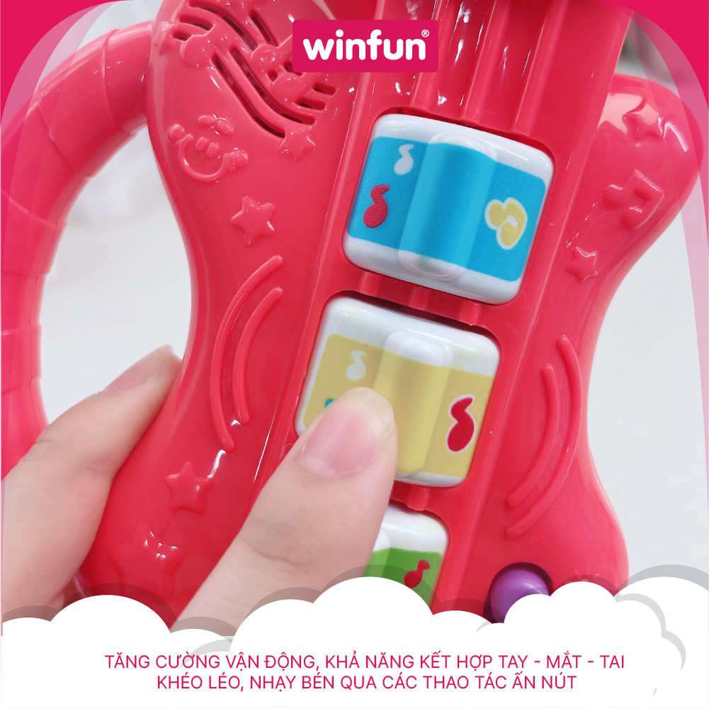 Đồ chơi âm nhạc WINFUN 0641 đàn guitar ghi ta cầm tay mini có đèn nhạc cho bé   - cho bé từ 6 tới 24 tháng