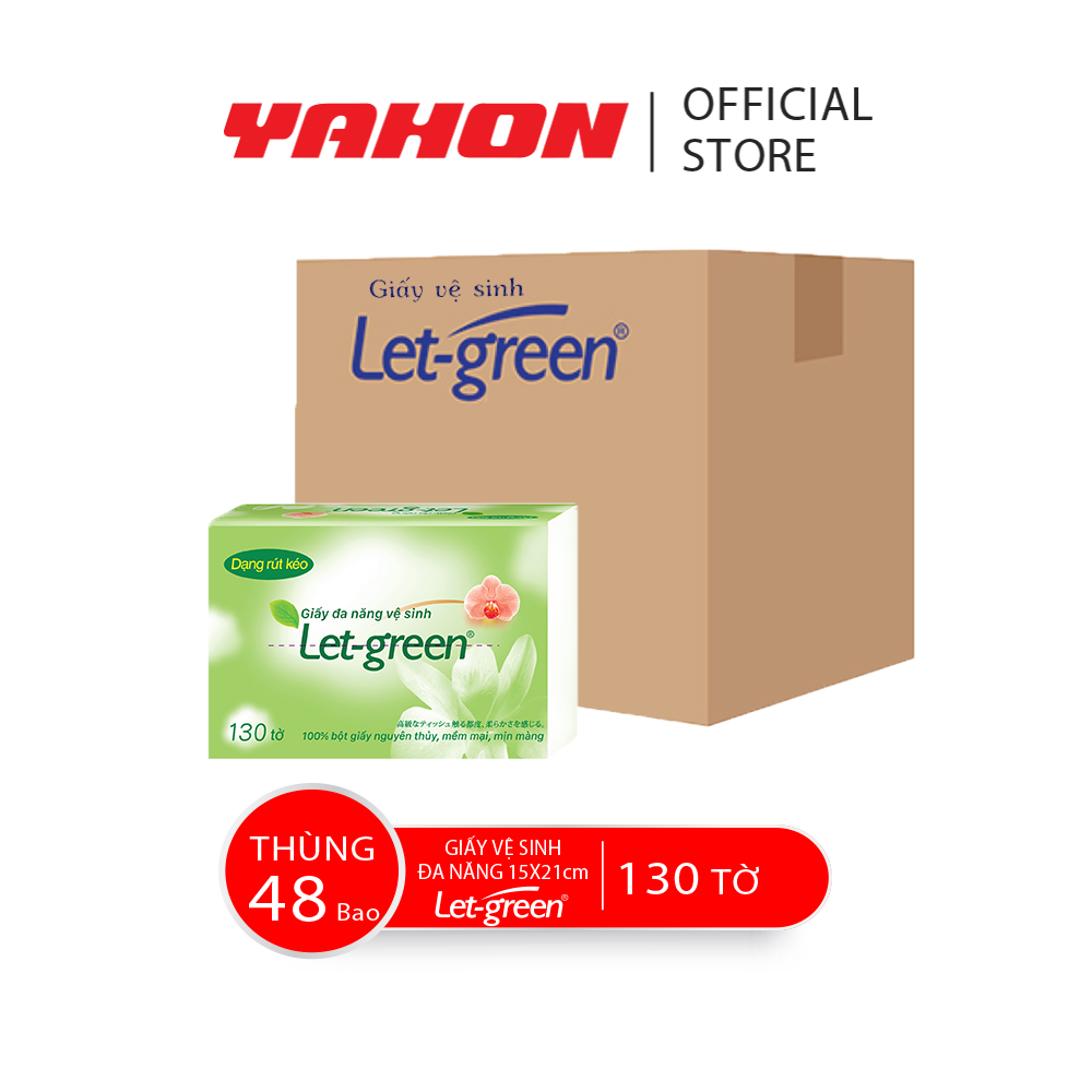 Thùng Giấy Đa Năng Vệ Sinh LET-GREEN 15x21cm, 130 Tờ/Bao, 48 Bao/Thùng