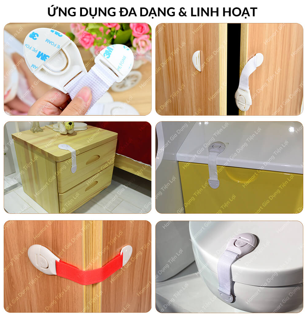 Dây Đai Khoá Tủ Lạnh Dạng Gài Móc Khoá Tủ Trẻ Em Keo Dán Siêu Dính Chịu Lực Tiện Lợi