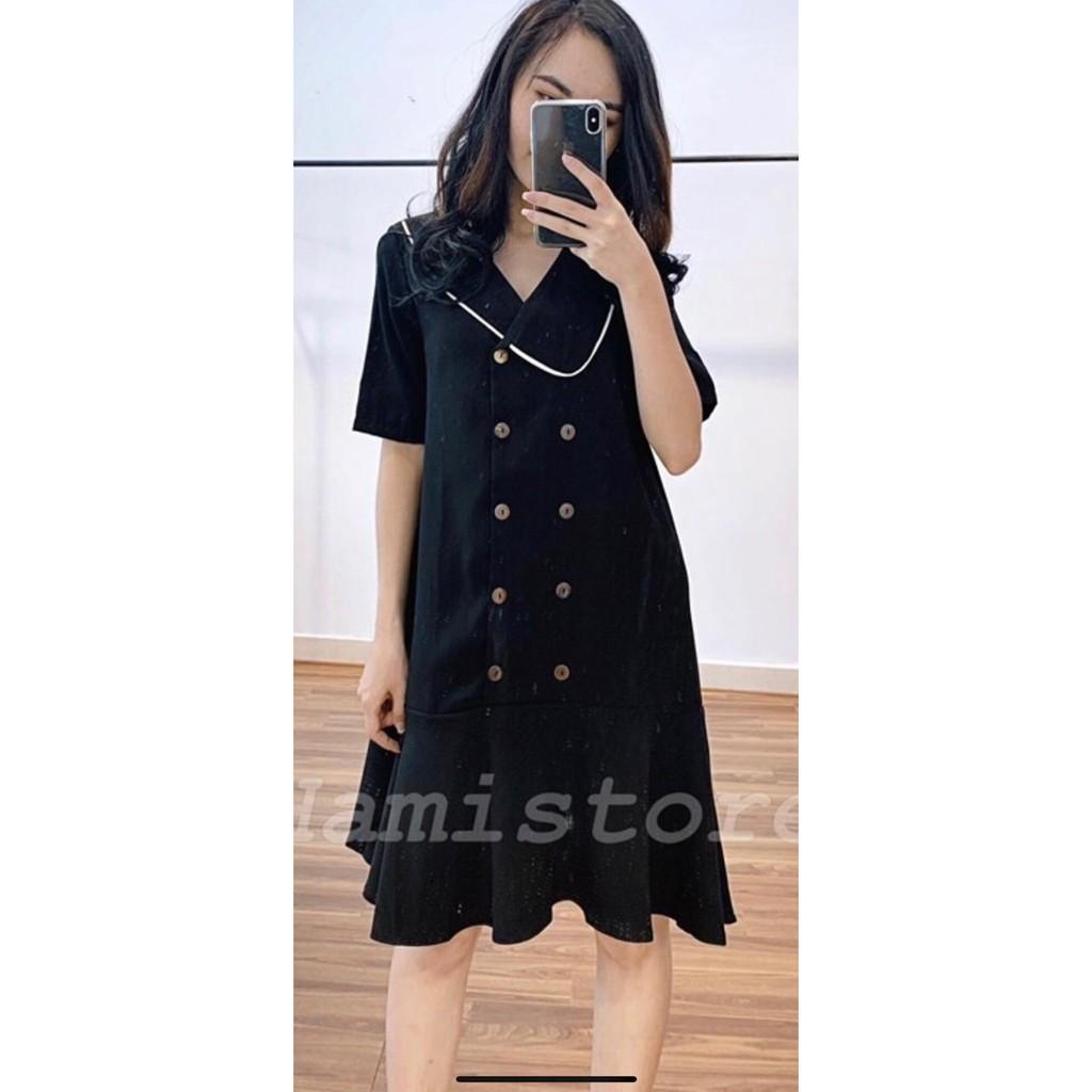 Váy bầu đẹp Công sở thiết kế mùa hè chất thái chéo mịn mát