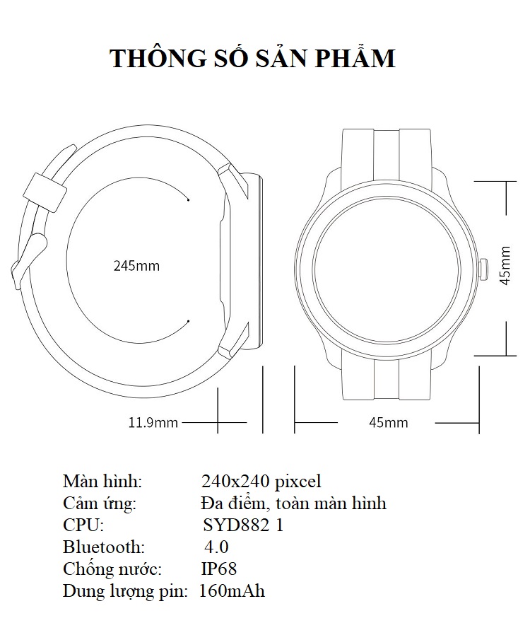 Đồng Hồ Thông Minh Theo Dõi Sức Khỏe T-06 Màn Hình Cảm Ứng