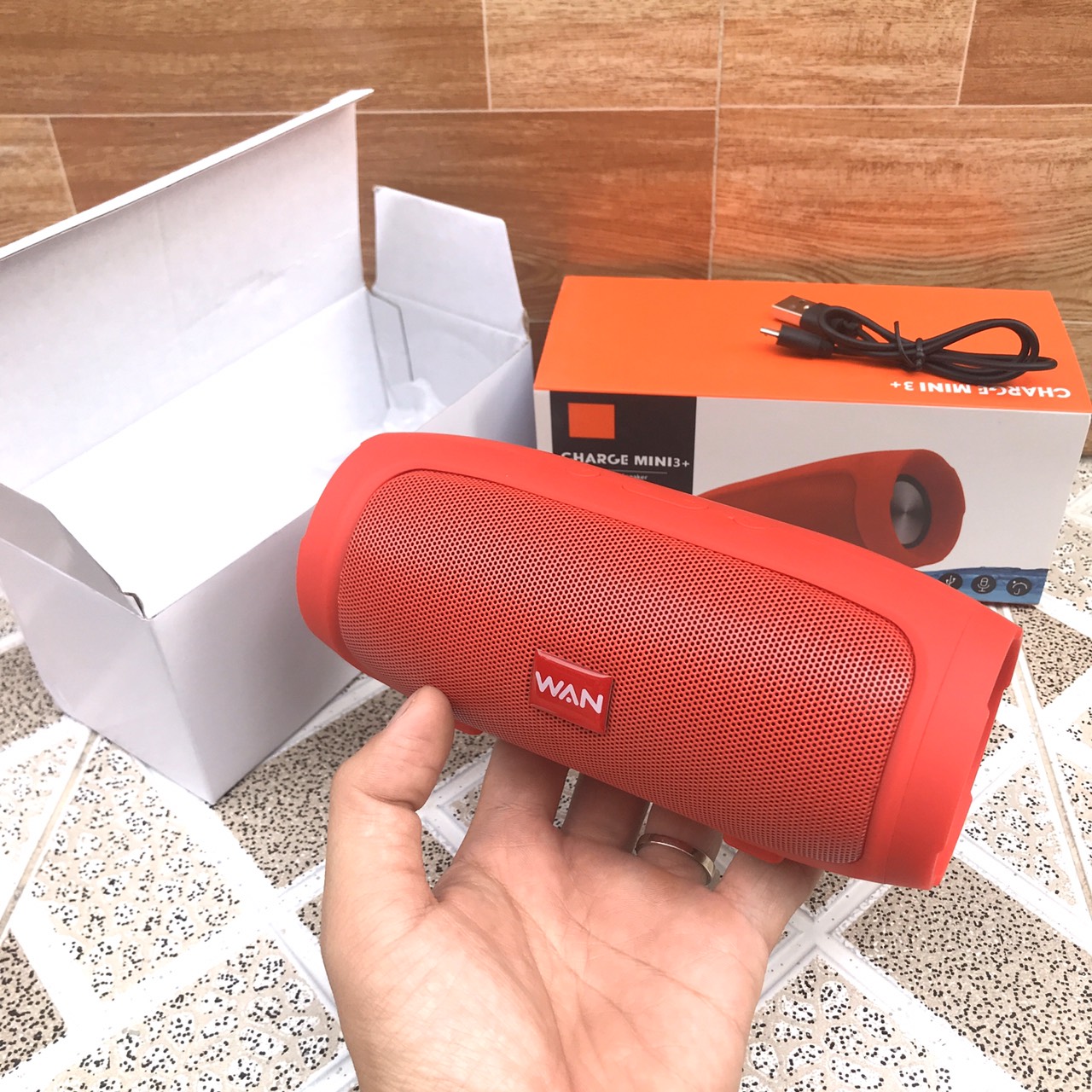 Loa Bluetooth WAN Charge mini 3+ A3 (Màu đỏ), nghe nhạc hay pin trâu - Hàng chính hãng