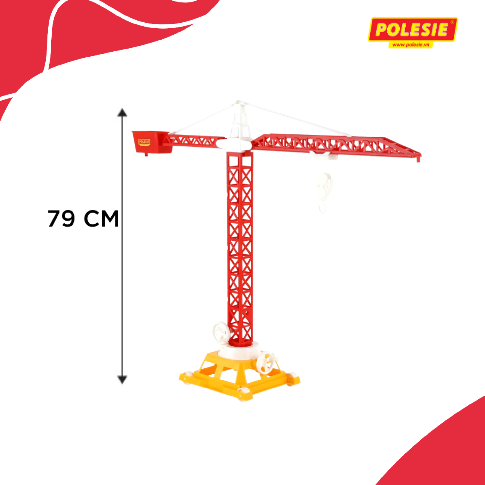 Cần cẩu tháp Số 2 (4 bánh) đồ chơi - Polesie Toys - Màu ngẫu nhiên