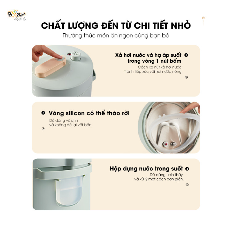 CHÍNH HÃNG BEAR VIỆT NAM  Nồi áp suất Bear tiếng Việt 2.5L SB-AS25L