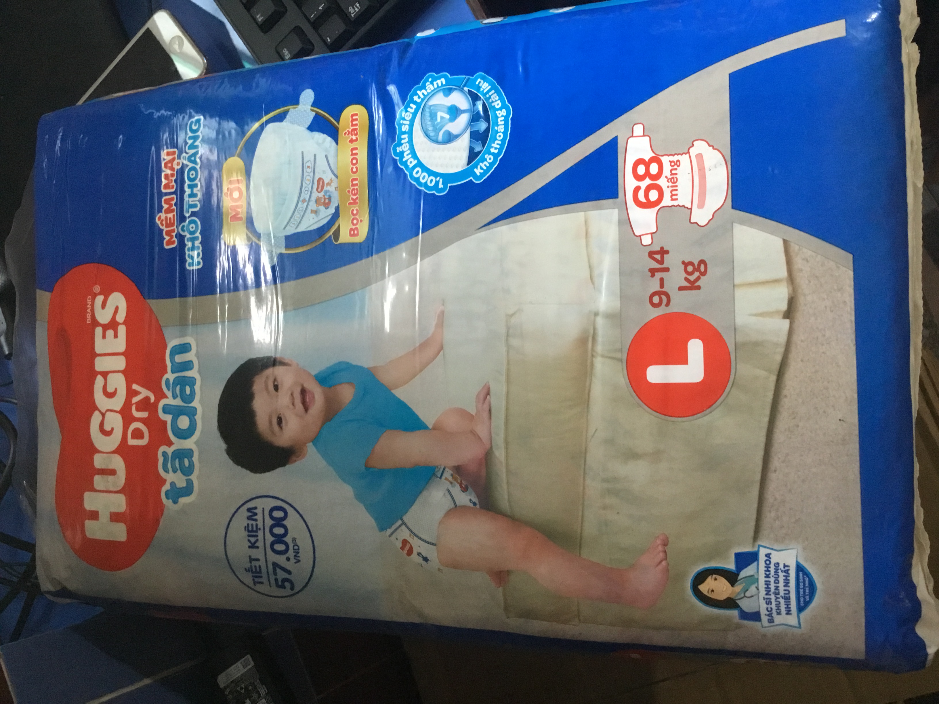 Tã dán Huggies L68- Date luôn mới