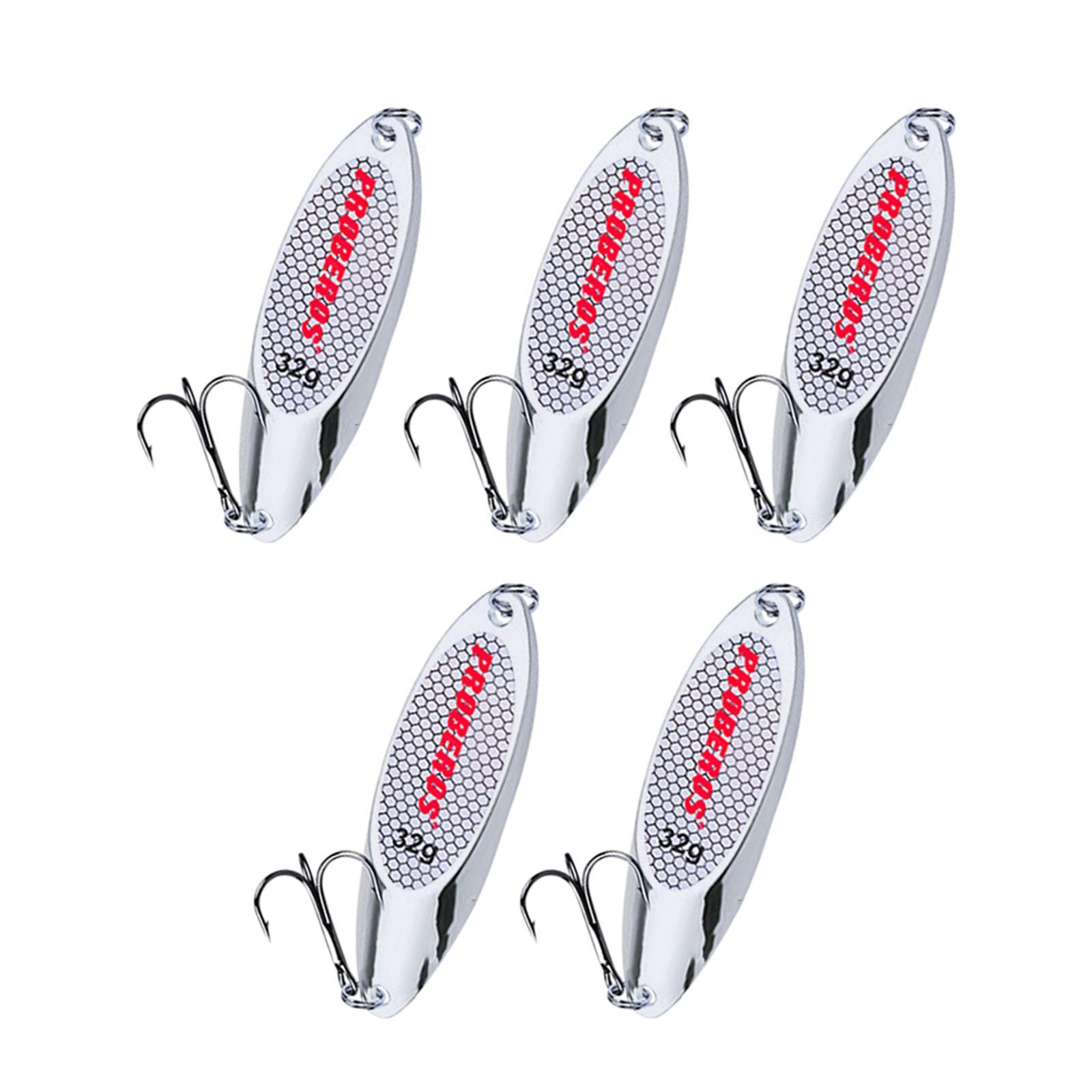 5x Fishing Spoons Lures Fishing Baits Saltwater with Hooks Bass Baits Fishing Lures for Salmon Bass Redfish Perch Fishing Accessories