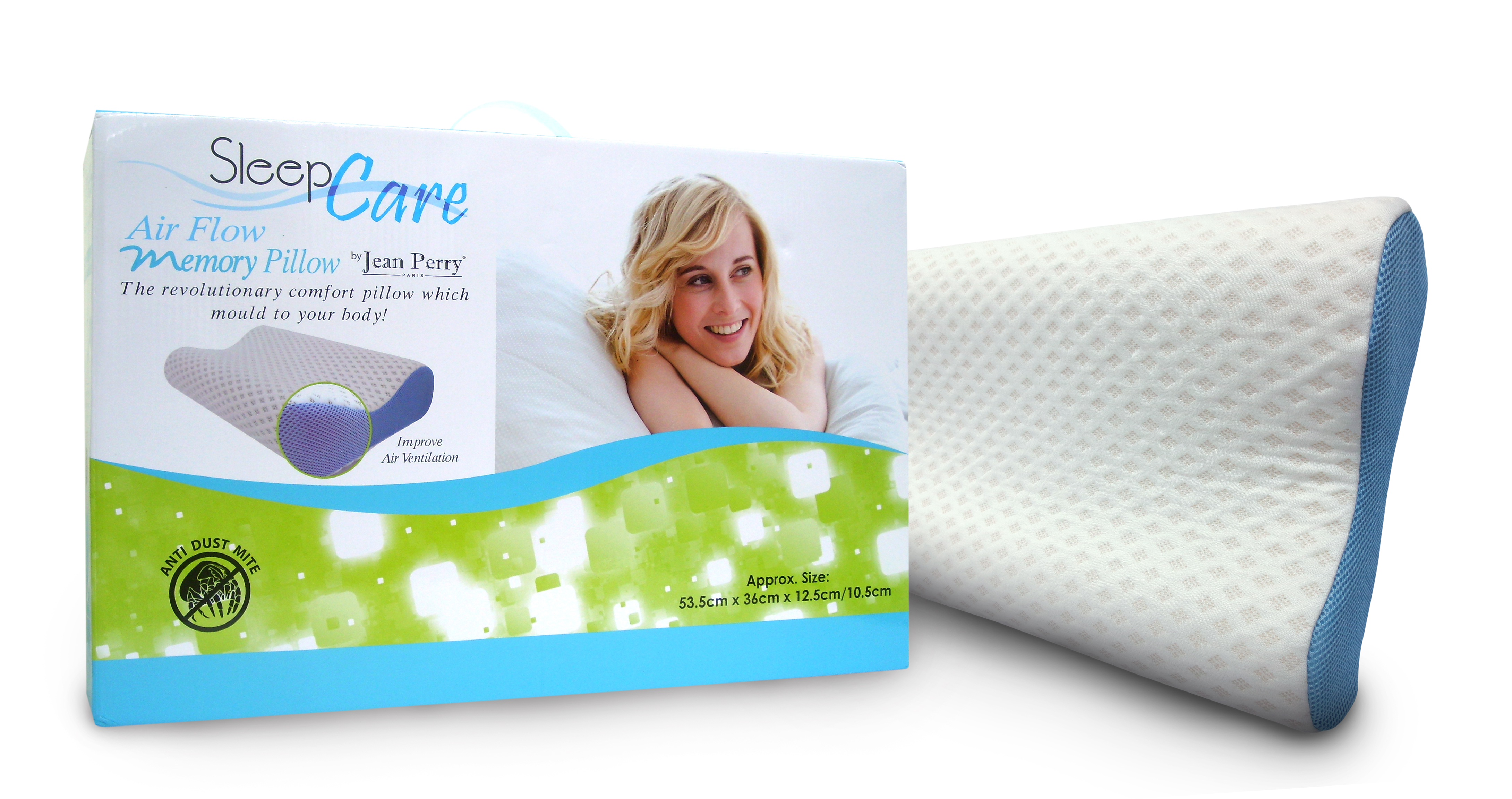 Gối nằm Jean Perry Memory Foam Sleepcare Contour 53,5x36x12,5/10,5cm