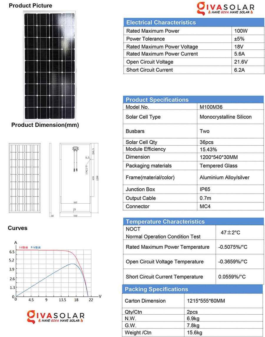 Tấm pin thu năng lượng mặt trời GIVASOLAR Mono MSP (Monocrystalline)