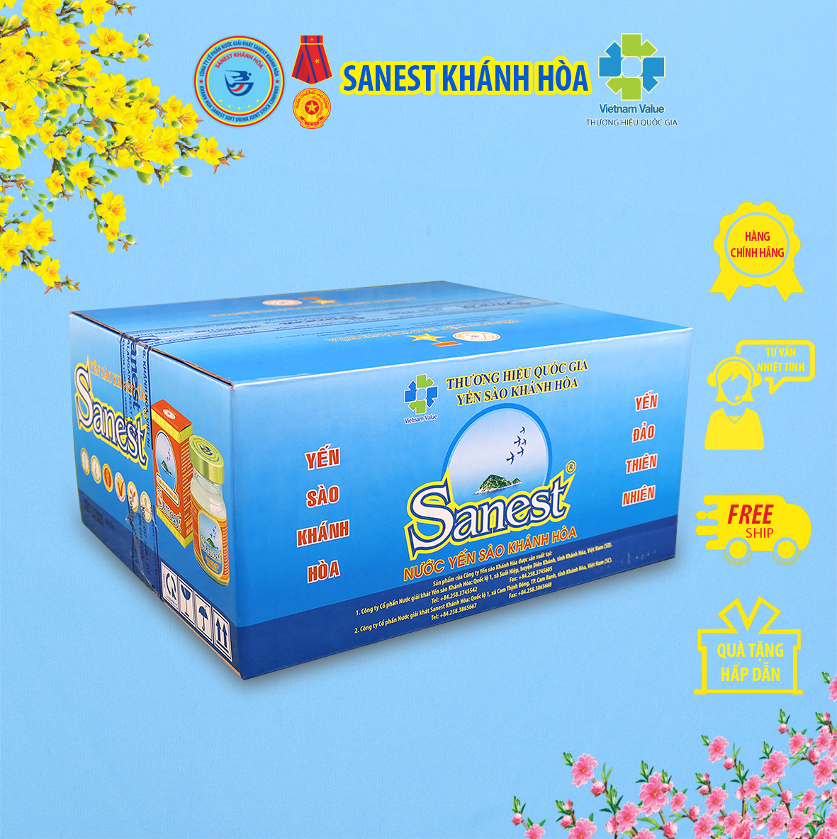 Nước Yến sào Khánh Hòa Sanest có đường đóng lọ 70ml