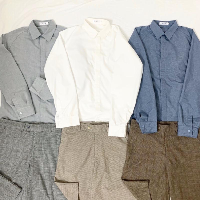 ️ Hidden Button Shirt - Áo sơmi nam nữ giấu cúc