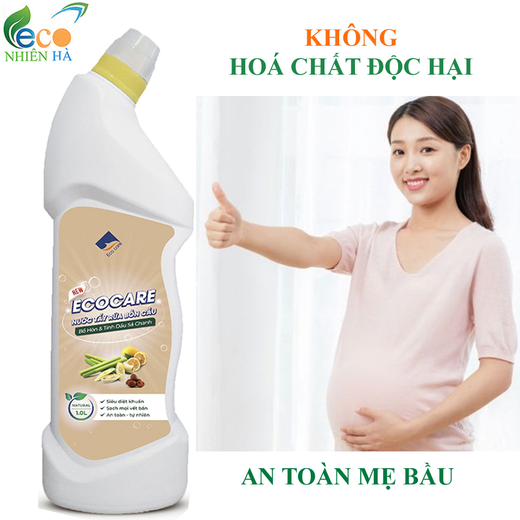 Nước tẩy bồn cầu ECOCARE 1L tinh dầu thiên nhiên, tẩy rửa bồn cầu, khử mùi, an toàn mẹ bầu