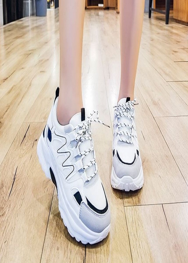 Giày thể thao xương cá phối màu đen trắng