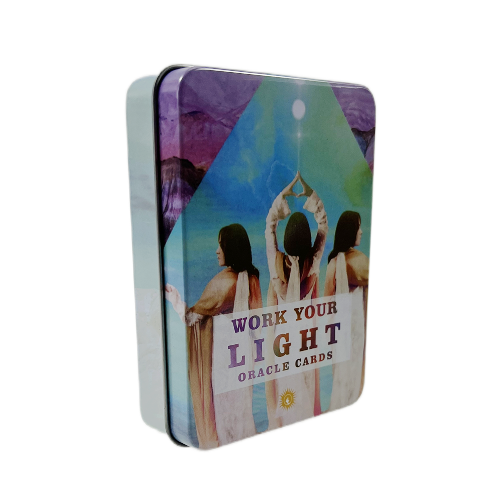 Bộ Bài Work Your Light Oracle Hộp Thiếc 44 Lá 98x68 Mm Tặng Đá Thanh Tẩy