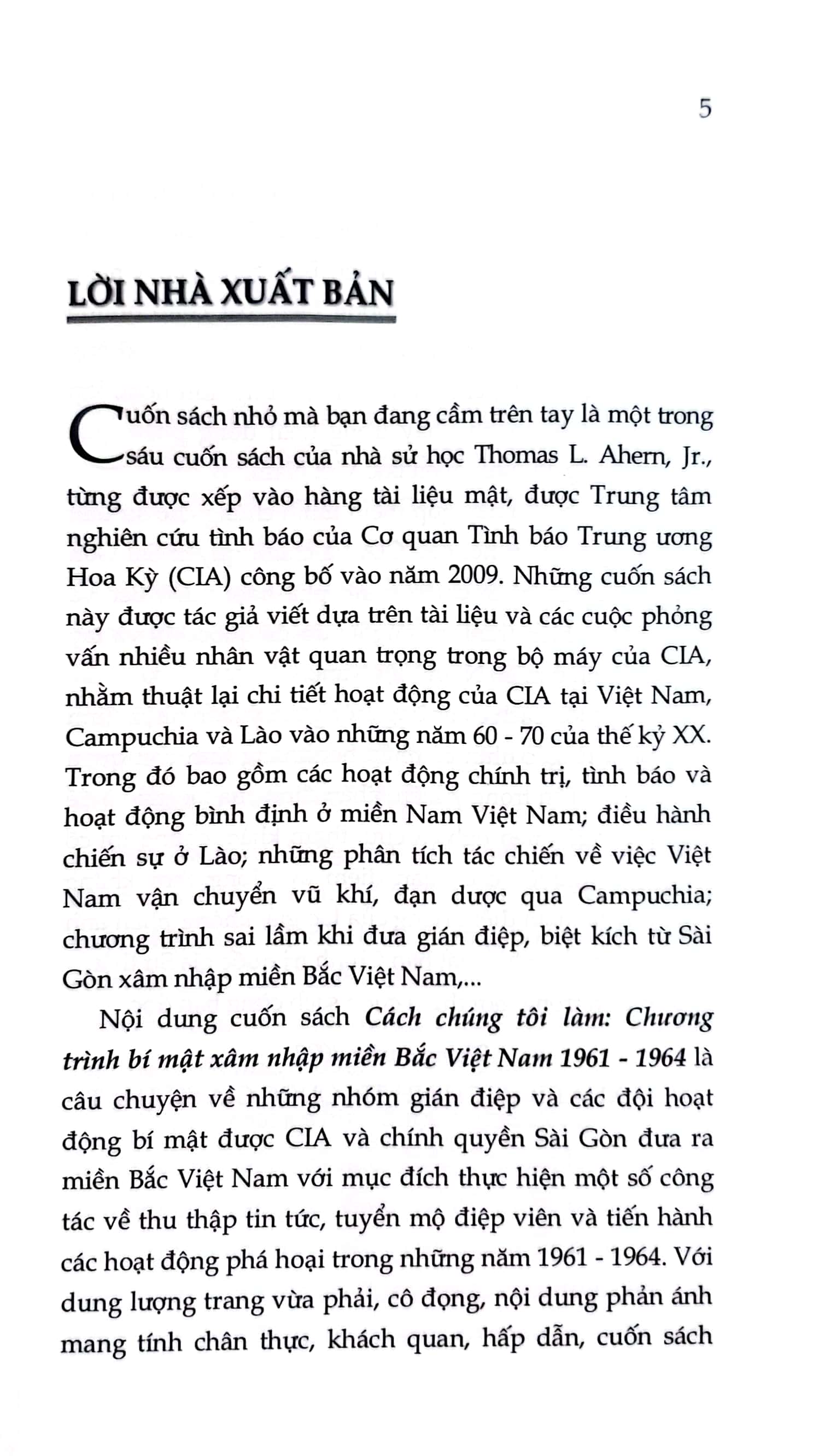 Cách chúng tôi làm: Chương trình bí mật xâm nhập miền Bắc Việt Nam 1961 - 1964