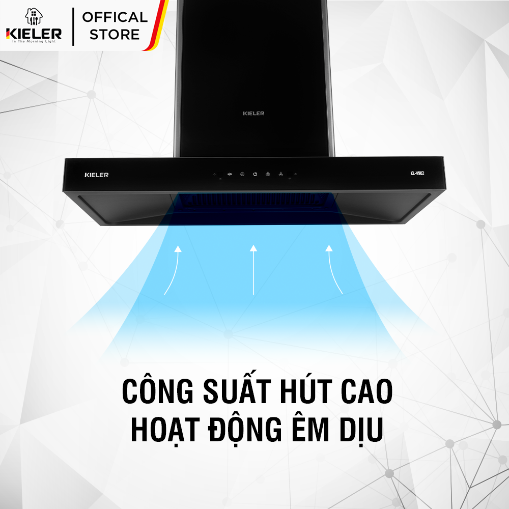 Máy hút mùi gắn tường Kieler KL-V902 công suất hút cao, điều khiển cảm ứng - Hàng Chính Hãng Miễn Phí Vận Chuyển Và Lắp Đặt