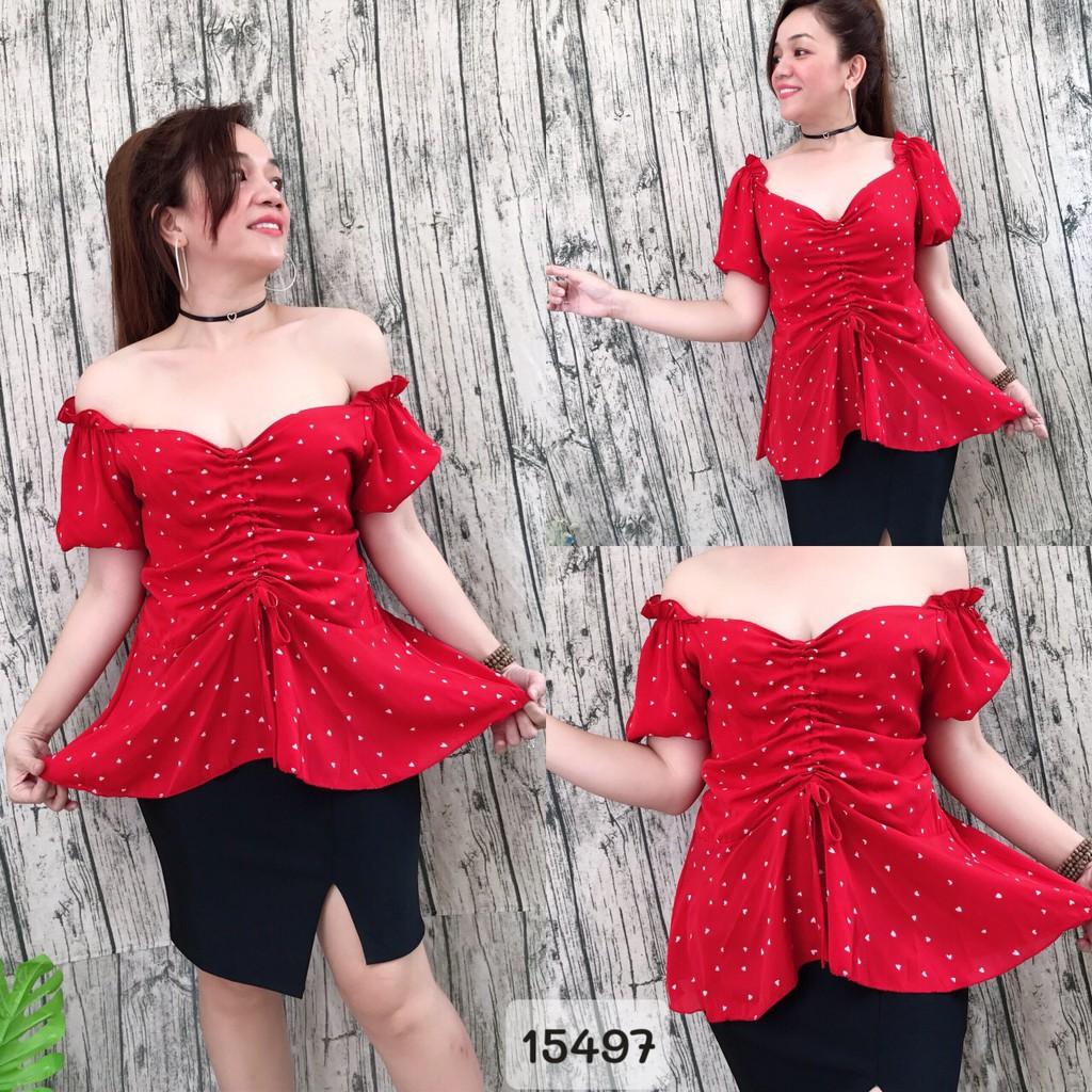 15497 Áo BIG SIZ peplum Rút d â y Bi Bi Tim li ti
