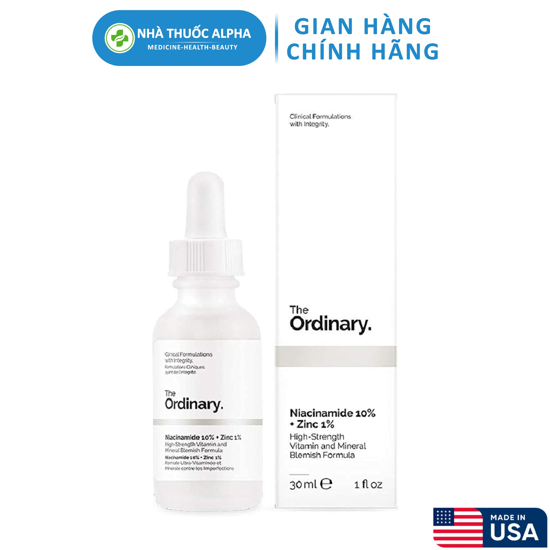 The Ordinary Niacinamide 10% + Zinc 1% - Serum The Ordinary tinh chất kiềm dầu, giảm mụn 30ml