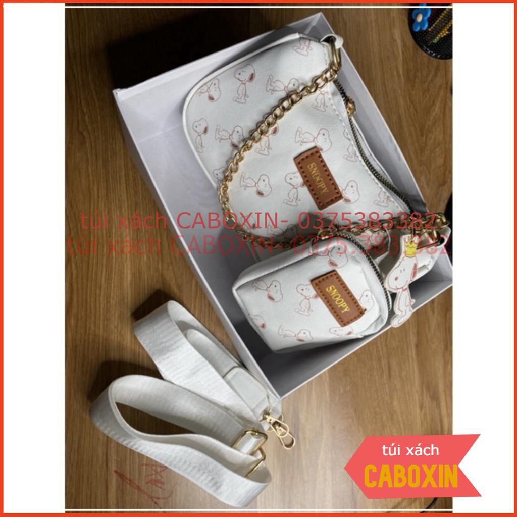 Túi Đeo Chéo Snoopy FREESHIP Túi Kẹp Nách Nữ Da Mềm Tặng Kèm Ví Nhỏ Và Móc Treo Hình Cún -CABOXIN tuyển sỉ toàn quốc
