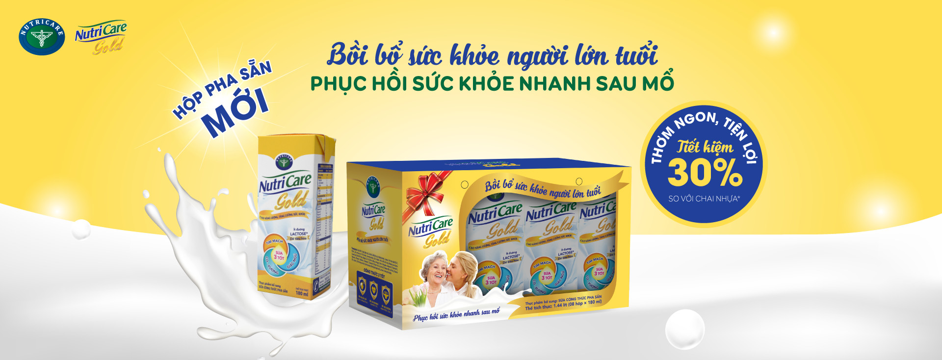 Lốc 8 hộp sữa pha sẵn Nutricare GOLD - bồi bổ phục hồi sức khoẻ (180ml x 8 hộp)