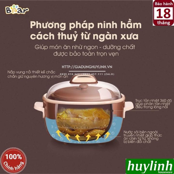 Nồi nấu cháo chậm thố đất tử sa Bear DDZ-C25R6 - 2.5 lít - kèm xửng hấp + 4 thố nhỏ - Hàng chính hãng