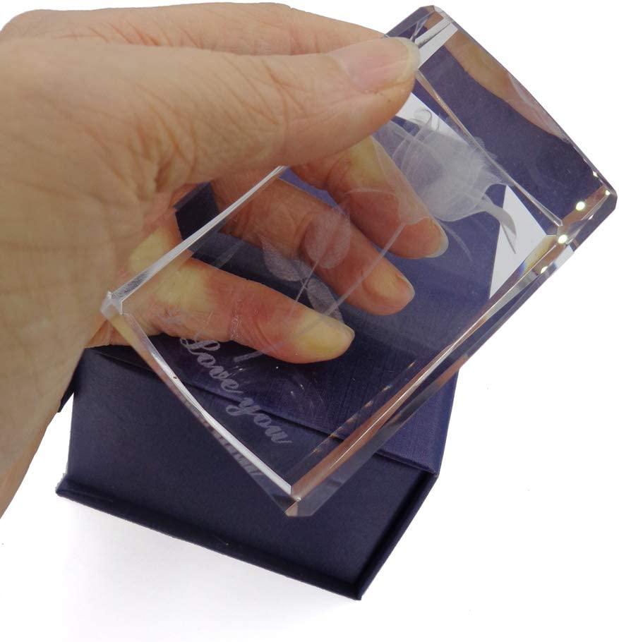 Khắc hoa hồng pha lê 3D I Love You Đồ trang trí chặn giấy lưu niệm