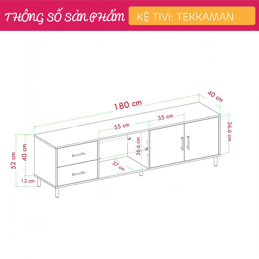 Kệ TV phòng ngủ thiết kế hiện đại SMLIFE Tekkaman