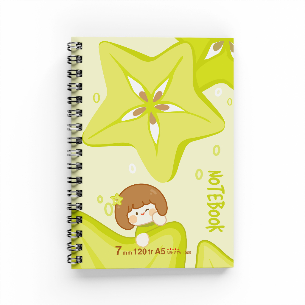 Sổ lò xo A5 ruột kẻ ngang TUANVIET BOOKS 120 trang- Bìa sổ Cute phù hợp ghi chép, nhật ký