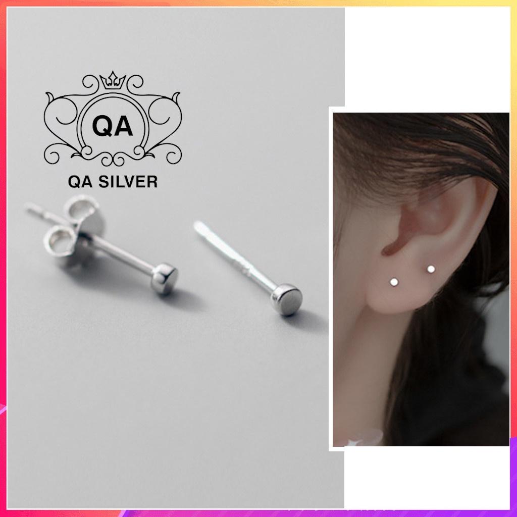 Khuyên tai bạc 925 đinh tán tròn nam nữ bông nụ dày tối giản S925 MINIMAL Silver Earrings QA SILVER EA211202