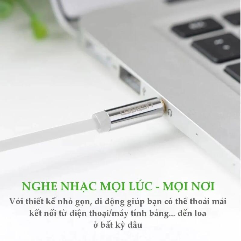 Ugreen UG10767AV119TK 5M màu Trắng Cáp âm thanh 2 đầu 3.5mm dương - HÀNG CHÍNH HÃNG