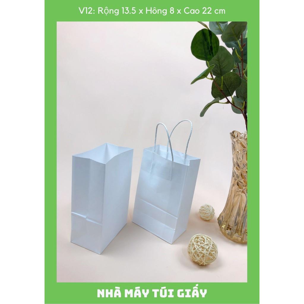 10 CHIẾC TÚI GIẤY KRAFT SIZE 12: 13.5x8x22 MÀU TRẮNG CÓ QUAI ( ẢNH THẬT)