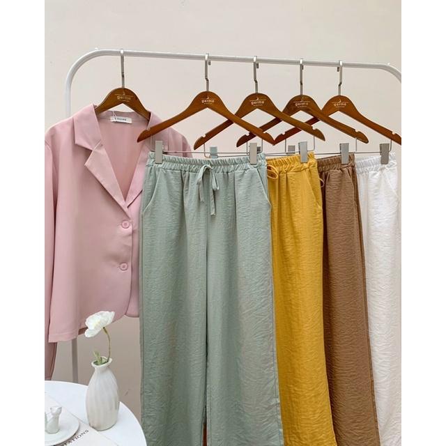 Quần suông nữ culottes đũi chun bụng buộc dây 72q04 by germe